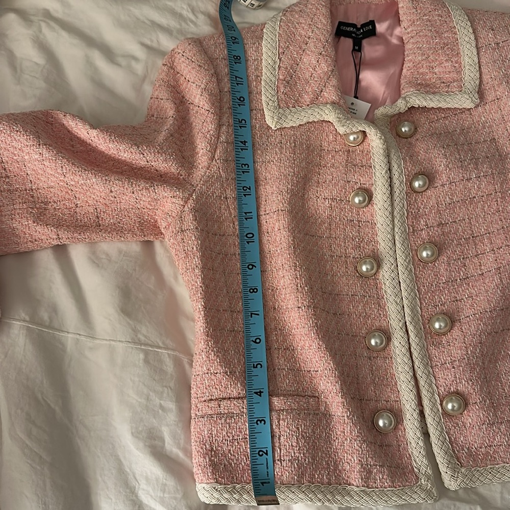 NWT Generation Love 💕 Pink Tweed Lenore Jacket with Pearl Buttons - size Medium - Picture 9 of 10